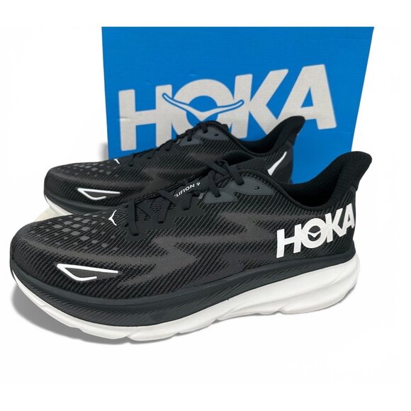 HOKA Clifton 9 Supportive Running Shoes Black White Cushioned Trainers Men’s 14 - Picture 12 of 13